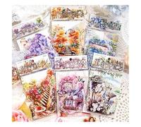 Set di 180 fogli in PET per giardino, paesaggio, scrapbook di carta per scrapbooking, decorazione vintage, fiori, motivo giardino di fiori, adesivi estetici, per fai da te, diario, album