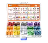 Set di 180 fusibili per auto, fusibili misti, con valigetta e estrattore fusibili per auto, camper, camion, moto