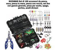 Set di 188 accessori da pesca, esca, pesca in mare, pesca con roccia, Pinza