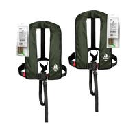 Set di 2 12skipper giubbotti di salvataggio automatici 165N ISO con imbragatura, verde oliva incl. 2 kit di manutenzione
