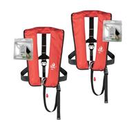 Set di 2 12skipper giubbotti di salvataggio automatici 300N ISO UML con imbragatura incl. 2 kit di manutenzione, rosso