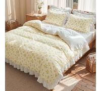 Set di 2/3 pezzi copripiumino con volant, biancheria da letto per dormitorio, set di biancheria da letto in stile pastorale carino, decorazione accogliente per la stanza, traspirante e delicato sulla 