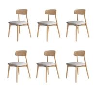 Set di 2 4 6 sedie da pranzo in legno con seduta imbottita con schienale in legno massello, facili da pulire, perfette per tavolo da cucina, colore legno + grigio chiaro, eleganti e
