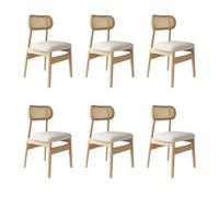 Set di 2 4 6 sedie da pranzo in legno con seduta imbottita con schienale in rattan, facile manutenzione, per tavolo da cucina, elegante legno originale + finitura bianca, perfette per decorare la casa