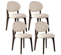 Set di 2 4 6 sedie moderne in pelle PU e legno massiccio con cuscino rotondo, ideali per cucina, sala da pranzo, camera da letto, soggiorno (noce scuro + bianco)