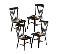 Set di 2/4 sedie da pranzo in legno massello, sedie da cucina in rovere con schienale a mandrino, mobili rustici per sala da pranzo, ristorante, bar, mensa, biblioteca