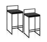 Set di 2 65cm Sedia da pranzo | Sgabello da bar in metallo nero con retro pieno, sgabello poggiapiedi cuscino in flanella con poggiapiedi e schienale, barra | Pub | Café max. Carica 200kg