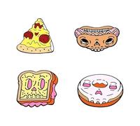 Set di 2-7 perni smaltati retrò con motivo gattino, cuore, organo e simboli della vita per risvolti, normale, Metallo non prezioso