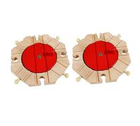 Set di 2 accessori per binari in legno con giradischi e ponte ferroviario, compatibili con la maggior parte dei sistemi ferroviari in legno