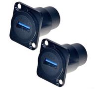 Set di 2 accoppiatori USB 3 0 tipo D femmina, per montaggio a pannello e trasmissione dati (nero)