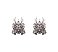 Set di 2 adesivi 3D con maschera da samurai SUV, per bagagliaio, bicchieri, badge, decalcomania, argento