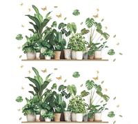 Set di 2 adesivi da parete a forma di pianta verde, perfetti per una decorazione domestica rapida ed elegante (pianta 1)