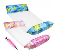 Set di 2 amache 4 in 1 con rete e amaca gonfiabile per piscina - Amaca per piscina & amaca ad acqua, lettino da nuoto e poltrona lounge per adulti e bambini, foglia d'acero blu e magenta