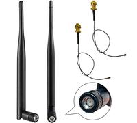 Set di 2 Antenne Wi-Fi RP-SMA da 6 dBi - Dual Band 2,4/5/5,8 GHz con Cavo - per Schede di Rete M.2 NGFF, Antenna Wi-Fi per Router e Droni