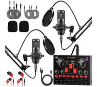 Set di 2 apparecchiature per podcast, interfaccia audio con microfono cardioide BM800 per gamer e mixer DJ tutto in uno, perfetto per live streaming, canto, YouTube