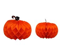 Set di 2 appendini XXL - Zucca Honeycomb, Zucca di Carta, Zucca di Halloween in Carta, Zucca Honeycomb in Arancione, Contenuto della Confezione: 2 Pezzi, Dimensioni: L x P 25 x 20 x 25 cm/30 cm x 23