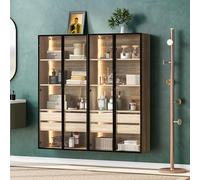 Set di 2 armadietti da bagno, larghezza 73 cm, con barra LED e 2 cassetti