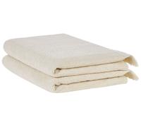 Set di 2 asciugamani bagno in spugna di cotone beige con nappe decorative Atiu