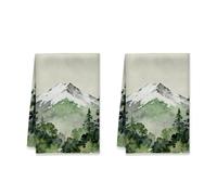 Set di 2 asciugamani da cucina con montagna, paesaggio rustico con alberi e skyline senza verde, per asciugatura, riutilizzabili, per casa, cucina, bar, cucina, pulizia, 40,6 x 61 cm