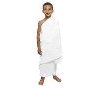 Set di 2 asciugamani morbidi Ihram per bambini, traspiranti, bianchi, per pellegrinaggio islamico, rituale, in cotone, scialle per preghiera musulmana, vestiti Mecca Hajj Umrah Ihram Essentials, 160 x