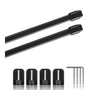 Set di 2 aste estensibili, 2 aste per tende con ganci autoadesivi, fissaggio senza fori (colore: nero, dimensioni: 80 - 120 cm)