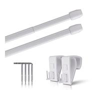 Set di 2 aste estensibili, 2 aste per tende con morsetto, fissaggio senza fori (colore: bianco, dimensioni: 110-150 cm)