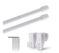 Set di 2 aste estensibili, 2 aste per tende con morsetto, fissaggio senza fori (colore: bianco, dimensioni: 60 - 90 cm)