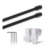 Set di 2 aste estensibili, 2 aste per tende con morsetto, fissaggio senza fori (colore: nero, dimensioni: 40-60 cm)