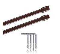 Set di 2 aste per tende estensibili con ganci a vite (colore marrone, dimensioni: 60-90 cm)