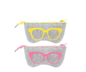 Set di 2 astucci per occhiali, 4 panni, custodia morbida per occhiali da sole e da lettura, pochette ultra sottile, adatto per occhiali da sole e miopia (giallo)