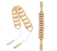 Set di 2 attrezzi per massaggi manuali in legno, rullo massaggiante per la schiena e bastone da massaggio con corda per dare sollievo a tutto il corpo
