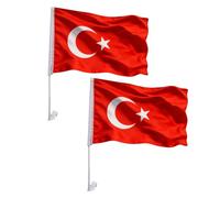 Set di 2 bandiere della Turchia per auto, per finestrini dell'auto, articolo per fan del calcio, per finestrini dell'auto, 45 x 30 cm