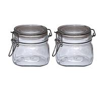 Bormioli Rocco Set di 2 barattoli da 0,5 l con chiusura ermetica e guarnizione in gomma