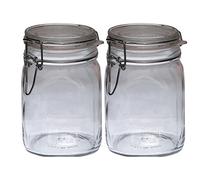 Set di 2 barattoli da 1 litro, Original, con chiusura a gancio e anello in gomma