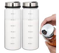 Set di 2 barattoli per spezie da 300 ml con coperchio girevole: barattoli per spezie in vetro borosilicato, organizer per spezie con 4 tipi di fori per spezie, spezie, erbe in cucina o grigliate