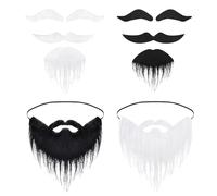 Set di 2 barbe artificiali, 2 pezzi per sopracciglia, accessori di scena per barba, barbe artificiali, hippie, feste di vacanza, accessori di scena e accessori