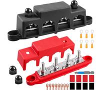 Set di 2 barre da 12 V-48 V CC, BusBar da 250 A con 4 perni terminali M8, modulo ad alte prestazioni, blocco per sbarre collettrici con copertura per auto, blu navy