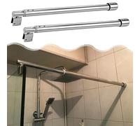 Set di 2 barre di supporto per doccia, aste stabilizzatrici telescopiche rotonde per vetro senza cornice, staffa per bagno, diametro 25 mm, lunghezza 0,8-1 m