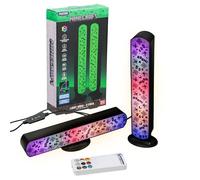 Set di 2 barre luminose con licenza ufficiale Minecraft, con telecomando, fasatura dei colori, 3 livelli di luminosità e riproduzione musicale, decorazione per la stanza dei giocatori e regalo per