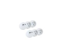 Set di 2 basi doppie bianche - 2 x 16 A con USB-A + USB-C