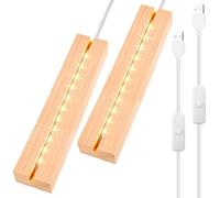 Set di 2 basi per display di luci LED, base per prese LED in legno, supporto per display di luci LED rettangolare, supporto per luci LED desktop, base illuminata USB in legno per luci LED, base per