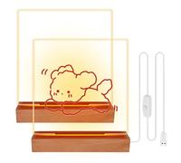 Set di 2 basi per display LED con 2 piastre acriliche, base per lampada illuminata, base LED in legno, base luminosa in legno, base luminosa a LED, base luminosa decorativa, base per piastra acrilica