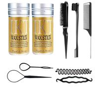 Set di 2 bastoncini di cera per capelli e spazzola per capelli lisci sul retro, set di 3 spazzole per capelli lisci con spazzola per bordi e 2 strumenti per lo styling dei capelli