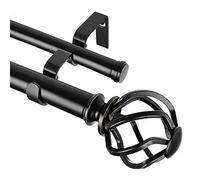 Set Di 2 Bastone Per Tende A Braccio Oscillante con Testa Per Porta D'ingresso, Robusto Ferro Bastone da Tenda 25mm Diametro Asta di Rotazione-Nero-70CM