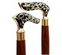 Set di 2 bastoni da passeggio in legno con manico in ottone dal design...