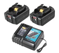Set di 2 batterie di ricambio da 18 V, 5,5 Ah, per Makita ad alte prestazioni + caricatore rapido DC18RC3A, compatibile con BL1860B/BL1850/LXT400/194205-3