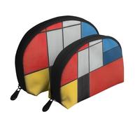 Set di 2 beauty case con stampa di agnello di pecora, pochette portatile da viaggio per cosmetici da viaggio per riporre tutti i giorni e organizzare i viaggi, Composizione in rosso giallo blu e nero