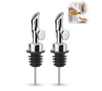 Set di 2 beccucci per olio d'oliva, salvagocce con tappo protettivo, dosatore di olio preciso per aceto, sciroppo e liquori, beccuccio automatico per cucina, bar e ristorazione