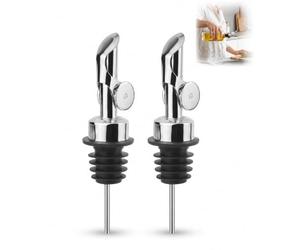 Set di 2 beccucci per olio d'oliva, salvagocce con tappo protettivo, dosatore di olio preciso per aceto, sciroppo e liquori, beccuccio automatico per cucina, bar e ristorazione