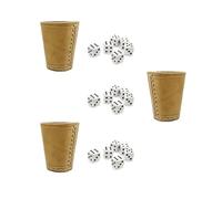 Set di 2 bicchieri a cubo con 6 cubi - Classico bicchiere in pelle lavorato a mano 9 cm - bicchieri cubi in pelle con 6 dadi (naturale, 2)